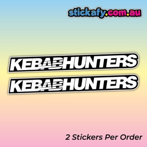Kebab Hunters 2 Stickers Per Order - Waterproof Vinyl | Aussie Funny Meme Bogan Australia 4x4 4WD Boat Car Window Bumper Decal Prank