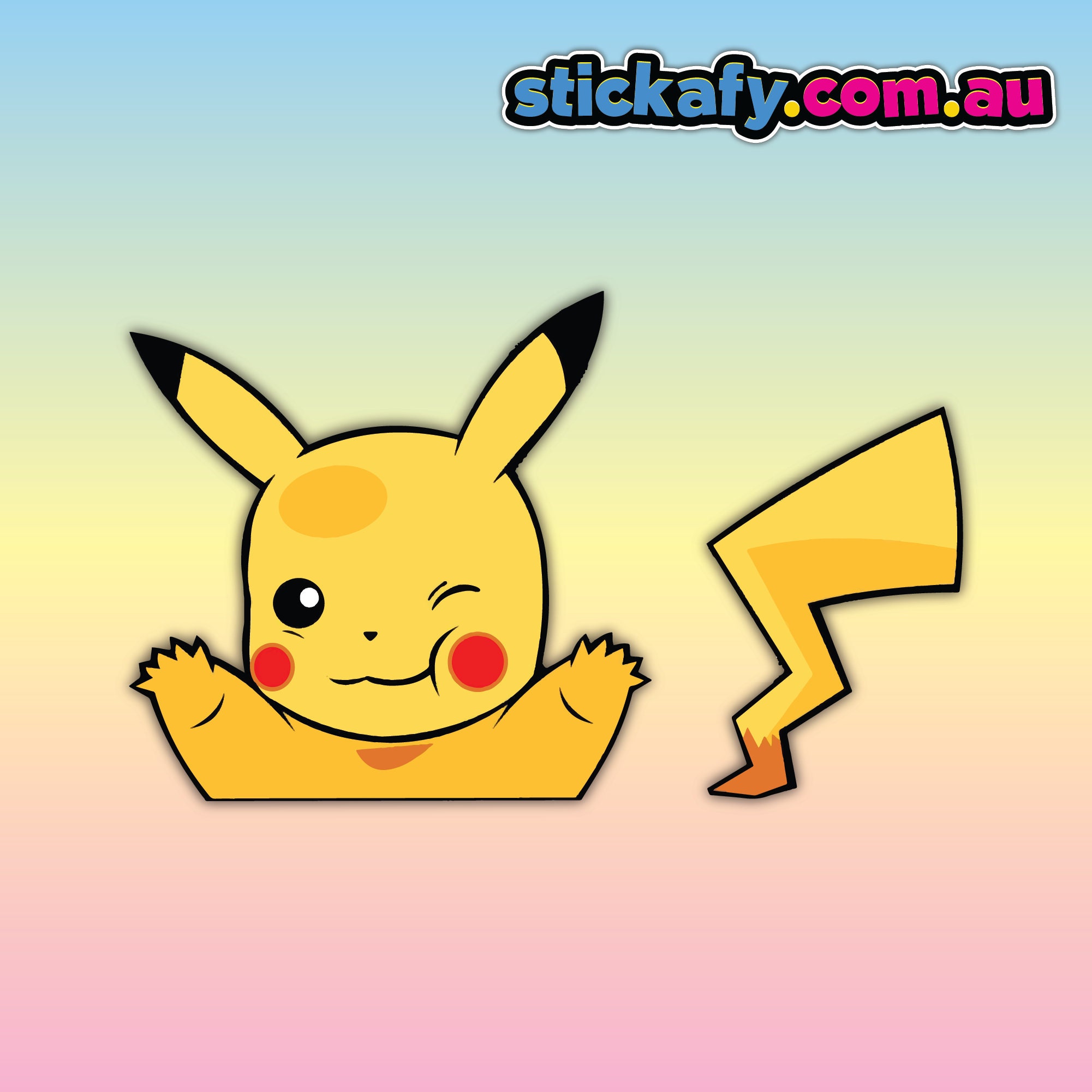Pikachu Squished Sticker - Waterproof Vinyl Sticker | Aussie Funny Meme Bogan Australia 4x4 4WD Boat Car Window Bumper Decal