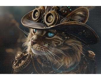 Puzzle, Steam & Whiskers: Hyper-Realistic MainCoon Puzzle, Jigsaw Puzzle for Adults, Puzzle for Kids, 1000 Piece Puzzle, 500 Piece Puzzle