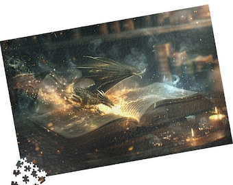 Puzzel, Dragonlore: Tome of Ancient Magic Puzzle, puzzel voor volwassenen, puzzel voor kinderen, puzzel van 1000 stukjes, puzzel van 500 stukjes