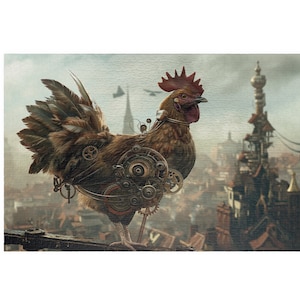 Puzzle Cluck & Cogs: Hyper-Realistic Steampunk Chicken Puzzle, Jigsaw Puzzle for Adults, Puzzle for Kids, 1000 Piece Puzzle,500 Piece Puzzle