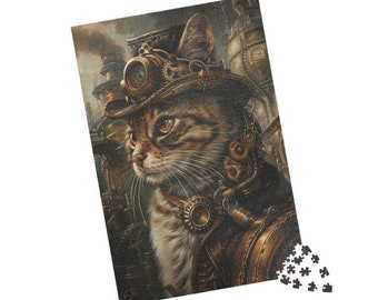 Puzzle, Steam & Whiskers: Hyper-Realistic Feline Puzzle, Jigsaw Puzzles Adults Kids 1000+ Pieces