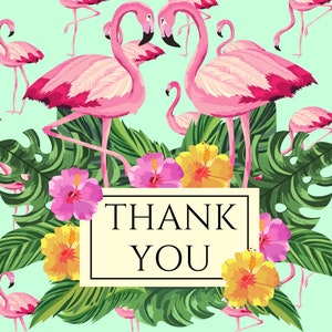 Thank You Card Floral Nature Animal Printed Flamingo Cute Pink Tropical Printable Instant Download High Quality Printable Digital PDF PNG zdjęcie 2