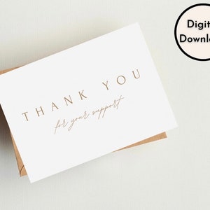 Thank You For Your Support Card Simple Minimalist Aesthetic Blank High Quality Instant Download Printable Digital PDF PNG | Greeting Cards