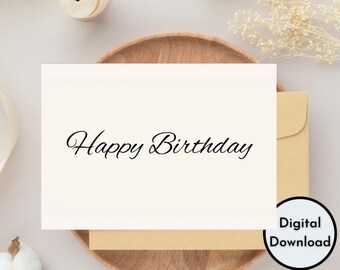 Simple Blank Happy Birthday Card | Printable High Quality Digital Art PDF