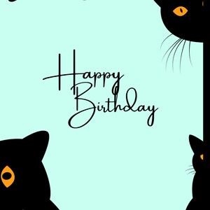 Happy Birthday Card Printable Digital PDF Instant Download Cat ...