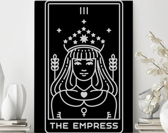 Digital Wall Art The Empress Instant Download Printable Wall Art Prints Trendy Home Decor Tarot Card Black White PDF Living Room Hangings