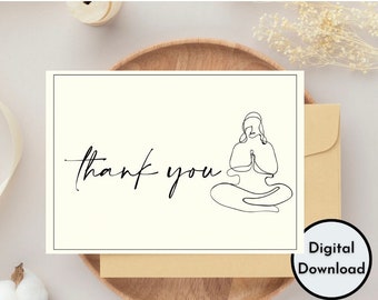 Simple Minimalist Calligraphy Thank You Card | Gratitude Statue Cute Pink Floral High Quality Printable Digital Instant Download PDF PNG DIY