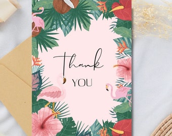 Thank You Card | Floral Nature Animal Printed Flamingo Cute Pink Printable Instant Download High Quality Printable Digital PDF PNG