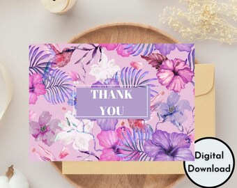 Colorful Floral Thank You Card | Printable High Quality PDF | Digital Card | Instant Download High Quality Digital Print DIY Greeting Cards