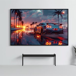 Nissan GTR R35: Racing Car Poster | CarCulture WallArt Print | JDM Sports Car Decor| Fast and Furious| Street Racer | AI Artwork | Enduring