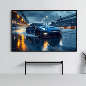 Nissan GTR R35: Racing Car Poster | CarCulture WallArt Print | JDM Sports Car Decor| Fast and Furious| Street Racer | AI Artwork | Enduring
