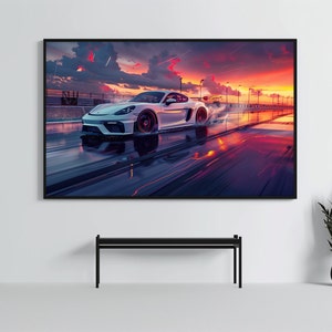 Porsche 718 Cayman GT4 Poster | Super Car Art Print | Sportscar Wall Decor | Car Poster | Boys Room  Home Office Decor | Car Enthusiast Gift