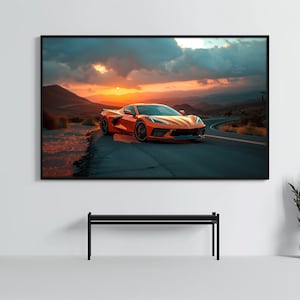 Corvette C8 ZR1: Poster di auto sportive di classe / CarCulture WallArt Print / Racing Decor / CustomCarPoster Gift / Chevy Auto Artwork Decorazionev