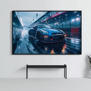 Nissan GTR R35: Racing Car Poster | CarCulture WallArt Print | JDM Sports Car Decor| Fast and Furious| Street Racer | AI Artwork | Enduring