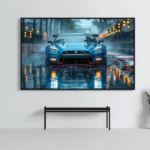 Nissan GTR R35: Racing Car Poster | CarCulture WallArt Print | JDM Sports Car Decor| Fast and Furious| Street Racer | AI Artwork | Enduring
