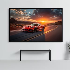 Corvette C7 ZR1 : affiche de voiture de sport élégante | CarCulture WallArt Print | Décoration de course | PosterVoiture Personnalisée | Décoration d'oeuvre d'art automobile Chevrolet