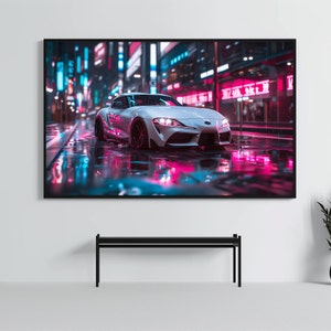 Digital Toyota GR Supra: Racing Car Poster | CarCulture Digital Art | JDM Sports Car Decor| Fast and Furious| Street Racer | AI Artwork