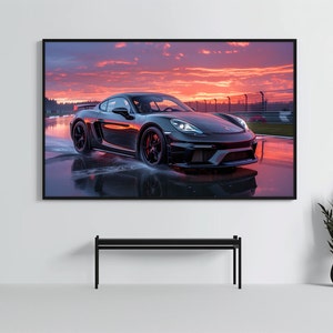 Porsche 718 Cayman GT4 Poster | Super Car Art Print | Sportscar Wall Decor | Car Poster | Boys Room  Home Office Decor | Car Enthusiast Gift