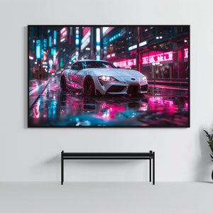 Toyota GR Supra: Racing Car Poster | CarCulture WallArt Print | JDM Sports Car Decor| Fast and Furious| Street Racer | AI Artwork | Enduring