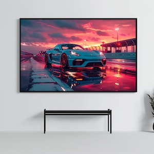 Porsche 718 Cayman GT4 Poster | Super Car Art Print | Sportscar Wall Decor | Car Poster | Boys Room  Home Office Decor | Car Enthusiast Gift