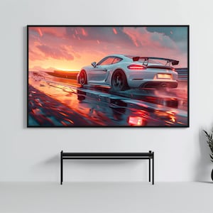 Porsche 718 Cayman GT4 Poster | Super Car Art Print | Sportscar Wall Decor | Car Poster | Boys Room  Home Office Decor | Car Enthusiast Gift