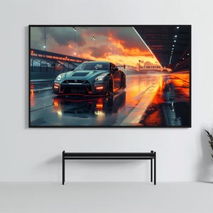 Nissan GTR R35: Racing Car Poster | CarCulture WallArt Print | JDM Sports Car Decor| Fast and Furious| Street Racer | AI Artwork | Enduring
