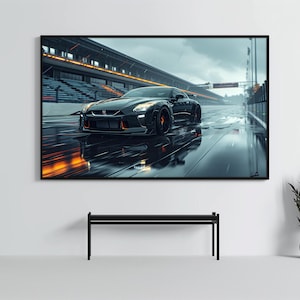 Nissan GTR R35: Racing Car Poster | CarCulture WallArt Print | JDM Sports Car Decor| Fast and Furious| Street Racer | AI Artwork | Enduring