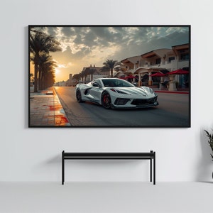 Corvette C8 ZR1 : affiche de voiture de sport élégante | CarCulture WallArt Print | Décoration de course | PosterVoiture Personnalisée | Oeuvre d'art décorative de voiture Chevrolet