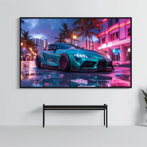 Toyota GR Supra: Racing Car Poster | CarCulture WallArt Print | JDM Sports Car Decor| Fast and Furious| Street Racer | AI Artwork | Enduring