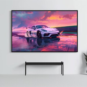 Porsche 718 Cayman GT4 Poster | Super Car Art Print | Sportscar Wall Decor | Car Poster | Boys Room  Home Office Decor | Car Enthusiast Gift