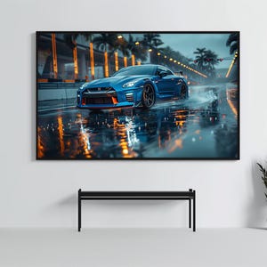 Nissan GTR R35: Racing Car Poster | CarCulture WallArt Print | JDM Sports Car Decor| Fast and Furious| Street Racer | AI Artwork | Enduring