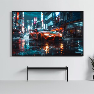 Digital Toyota GR Supra: Racing Car Poster | CarCulture Digital Art | JDM Sports Car Decor | Fast and Furious| Street Racer | AI Artwork
