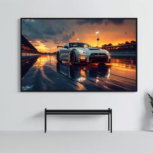 Nissan GTR R35: Racing Car Poster | CarCulture WallArt Print | JDM Sports Car Decor| Fast and Furious| Street Racer | AI Artwork | Enduring