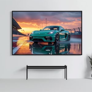 Porsche 718 Cayman GT4 Poster | Super Car Art Print | Sportscar Wall Decor | Car Poster | Boys Room  Home Office Decor | Car Enthusiast Gift