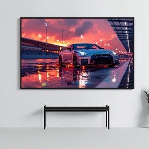 Nissan GTR R35: Racing Car Poster | CarCulture WallArt Print | JDM Sports Car Decor| Fast and Furious| Street Racer | AI Artwork | Enduring