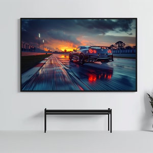 Nissan GTR R35: Racing Car Poster | CarCulture WallArt Print | JDM Sports Car Decor| Fast and Furious| Street Racer | AI Artwork | Enduring