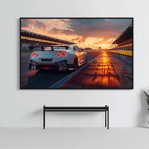 Nissan GTR R35: Racing Car Poster | CarCulture WallArt Print | JDM Sports Car Decor| Fast and Furious| Street Racer | AI Artwork | Enduring