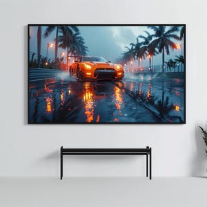 Nissan GTR R35: Racing Car Poster | CarCulture WallArt Print | JDM Sports Car Decor| Fast and Furious| Street Racer | AI Artwork | Enduring