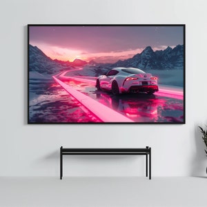 Toyota GR Supra: Racing Car Poster | CarCulture WallArt Print | JDM Sports Car Decor| Fast and Furious| Street Racer | AI Artwork | Enduring