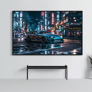 Toyota mk4 Supra: Racing Car Poster | CarCulture WallArt Print | JDM Sports Car Decor| Fast and Furious| Street Racer | AI Artwork |Enduring