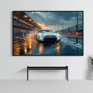 Nissan GTR R35: Racing Car Poster | CarCulture WallArt Print | JDM Sports Car Decor| Fast and Furious| Street Racer | AI Artwork | Enduring