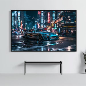 Digitales BMW mk4 Supra Poster: Rennauto Poster | CarCulture Digitale Kunst | JDM Sportwagen Dekor | Fast and Furious| Strassenflitzer | KI-Kunstwerk