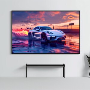Porsche 718 Cayman GT4 Poster | Super Car Art Print | Sportscar Wall Decor | Car Poster | Boys Room  Home Office Decor | Car Enthusiast Gift