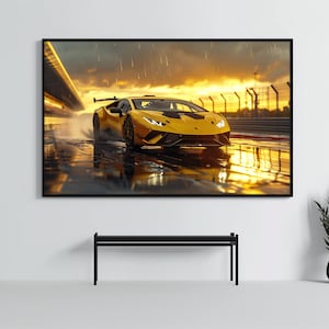 Poster Lamborghini Huracan | Hyper Auto Kunstdruck | Super Auto-Wand-Dekor | Jungen Zimmer & Home Office Dekor | Auto Geschenke | Motorsports Kunstwerk