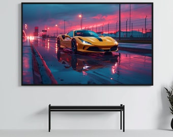 Ferrari F8 Tributo Poster | Hyper Car Art Print | Super Car Wall Decor | Boys Room & Home Office Decor | Car Gifts | Motorsports Artwork