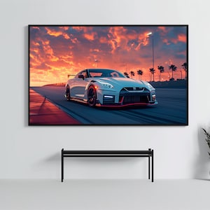 Nissan GTR R35: Racing Car Poster | CarCulture WallArt Print | JDM Sports Car Decor| Fast and Furious| Street Racer | AI Artwork | Enduring