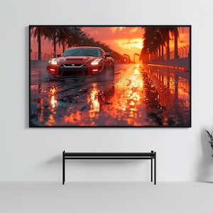 Nissan GTR R35: Racing Car Poster | CarCulture WallArt Print | JDM Sports Car Decor| Fast and Furious| Street Racer | AI Artwork | Enduring