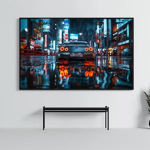 Nissan GTR R35: Racing Car Poster | CarCulture WallArt Print | JDM Sports Car Decor| Fast and Furious| Street Racer | AI Artwork | Enduring
