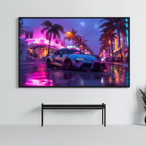 Digital Toyota GR Supra: Racing Car Poster | CarCulture Digital Art | JDM Sports Car Decor | Fast and Furious| Street Racer | AI Artwork